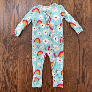 EASWEET Bamboo Viscose Ruffled Convertible Footie Pajamas - Rainbow Romp